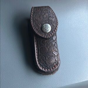 Brown Leather Embossed Knife Sheath